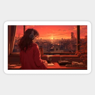 Lofi Girl DJ Sunset Sticker